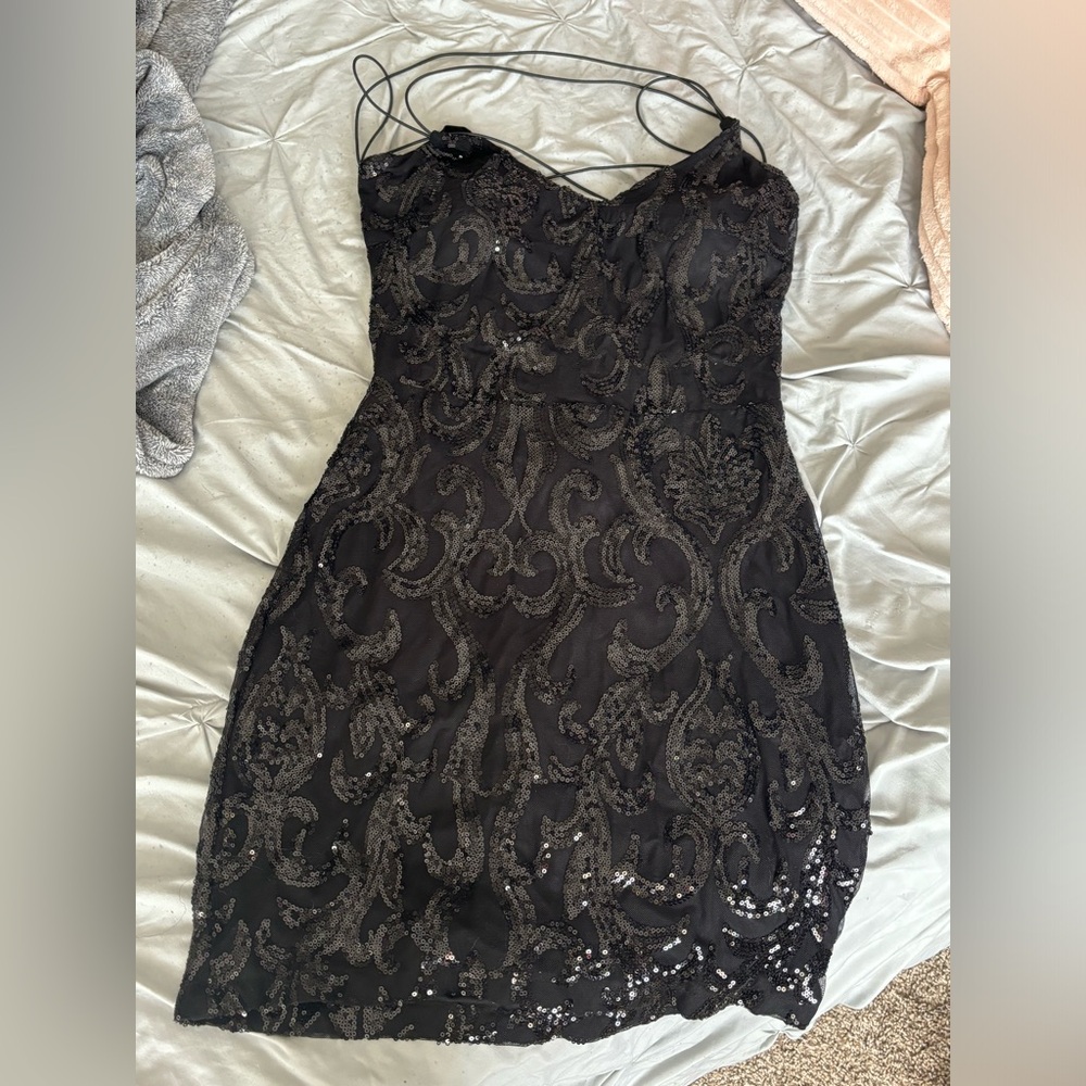 Macy’s black sequined hoco/going out dress